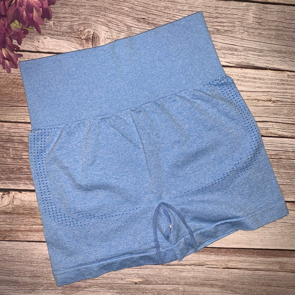 NWOT SET//High Waist Workout Shorts blue - Picture 9 of 11